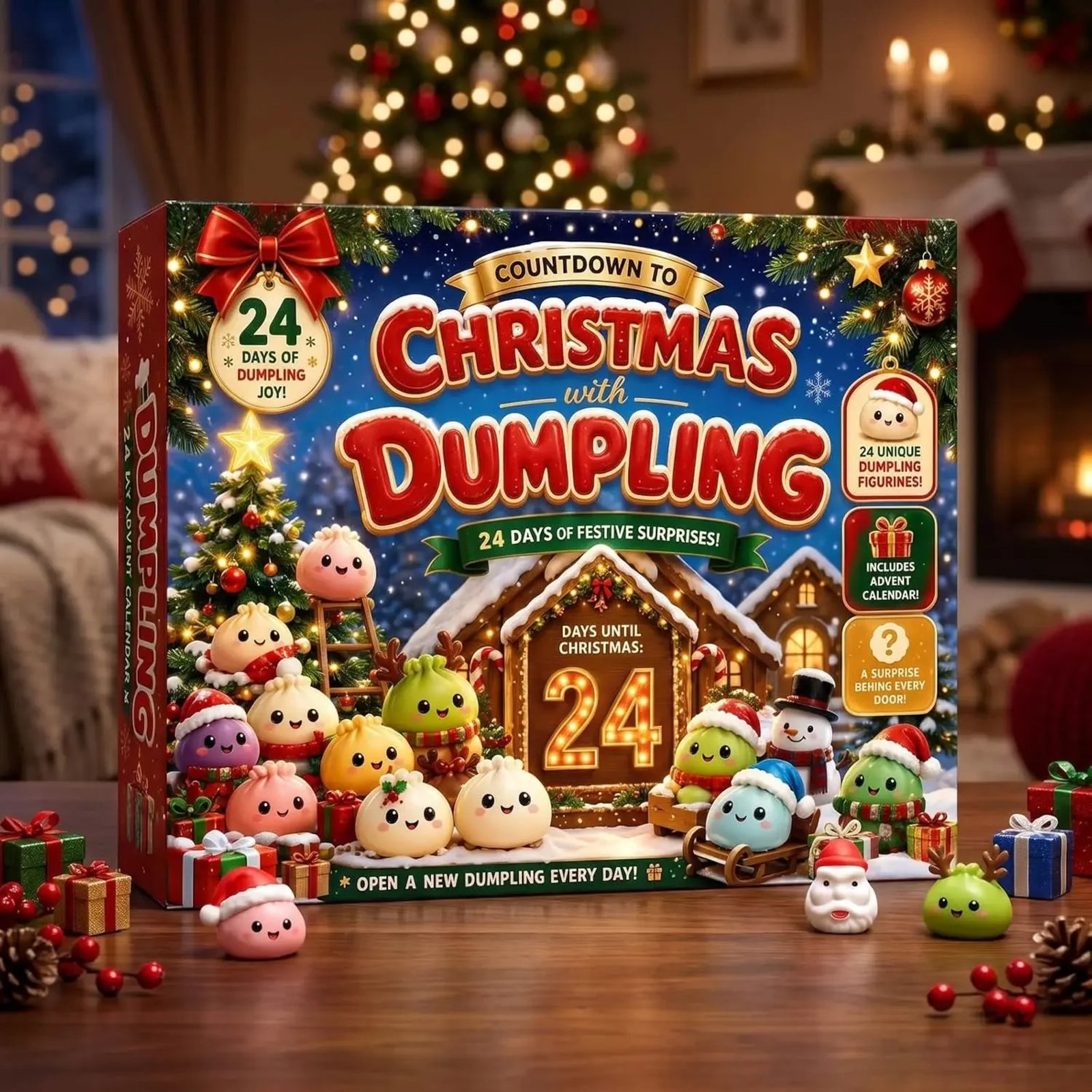 2026 Christmas Advent Calendar – 24-Day Dumpling Squishy Fidget Toy Countdown with Surprise Sensory Toys